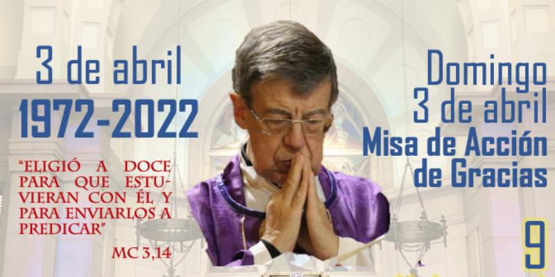 Alfonso Simón celebra sus bodas de oro sacerdotales con una Misa de acción de gracias en Santísimo Cristo de la Victoria