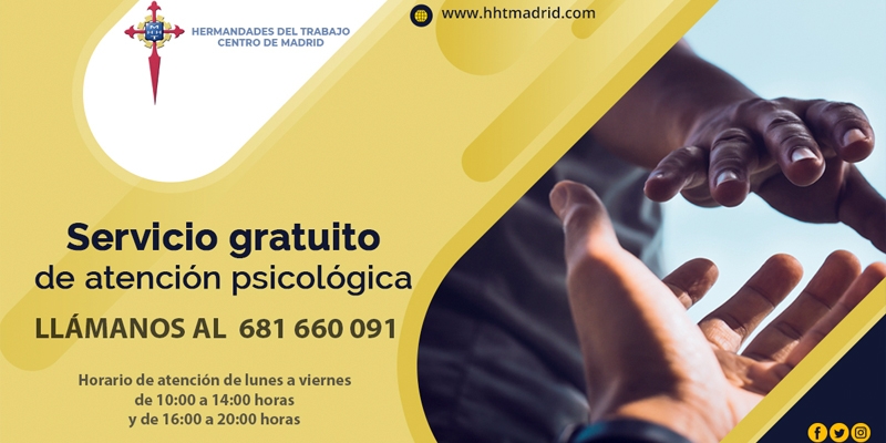 El centro de Madrid de Hermandades del Trabajo pone en marcha un servicio de atención psicológica telefónica