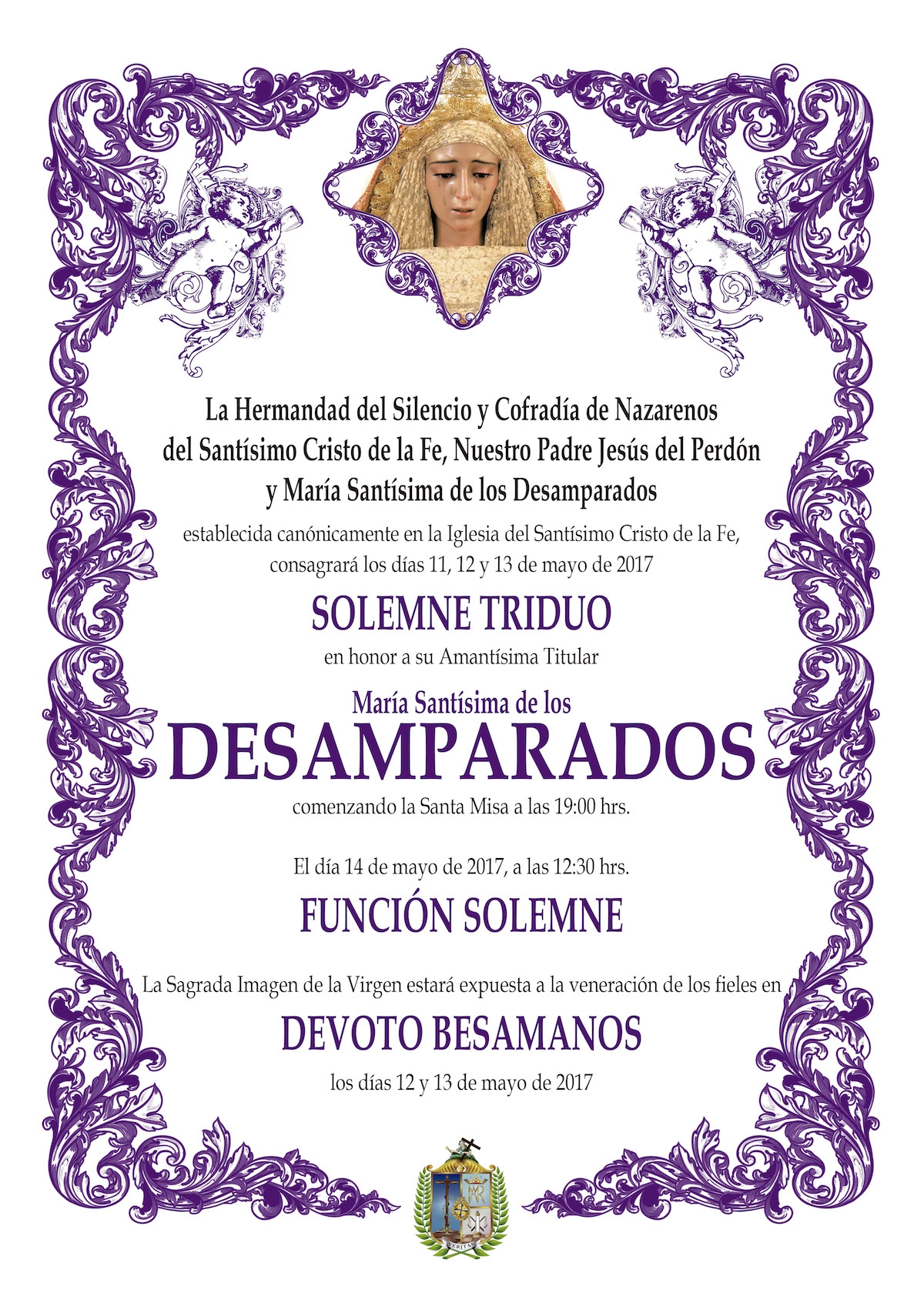 La hermandad del Silencio celebra la fiesta de la Virgen de los Desamparados