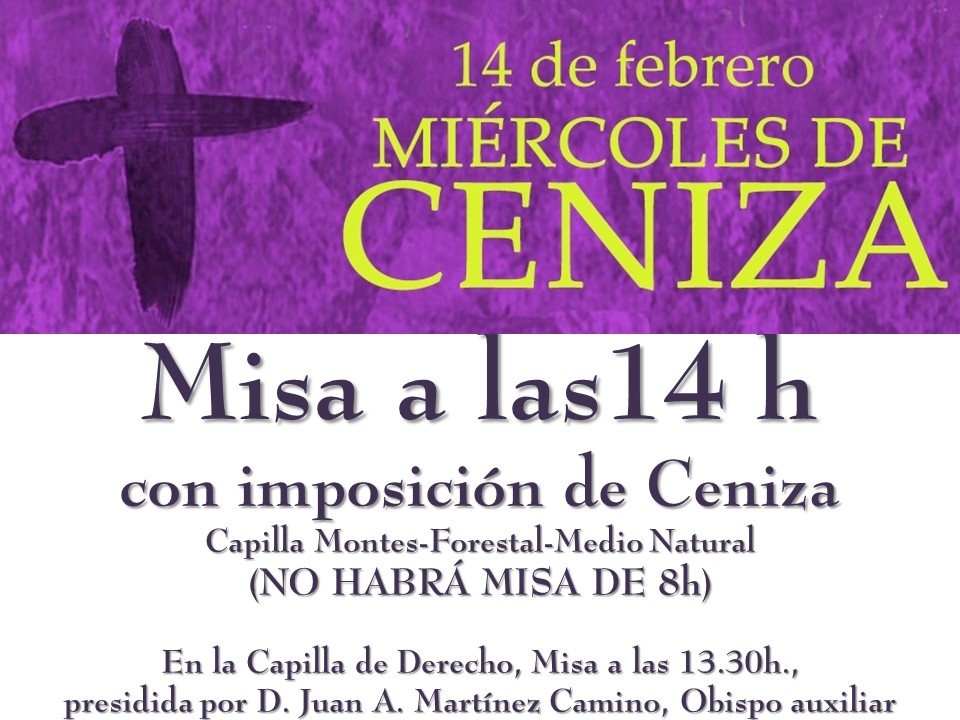 Monseñor Martínez Camino impone la ceniza en la capilla de Derecho de la Complutense