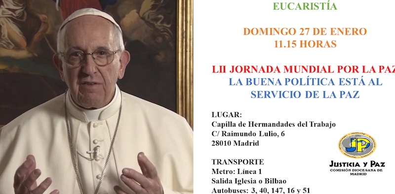 Justicia y Paz celebra la Jornada Mundial de la Paz con una Eucaristía en la capilla de Hermandades del Trabajo