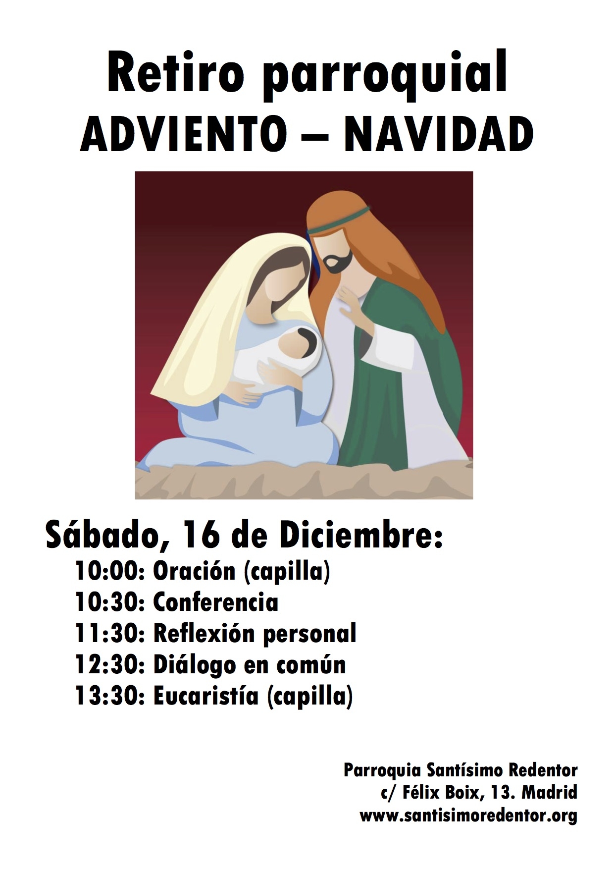Santísimo Redentor acoge este sábado un retiro de Adviento